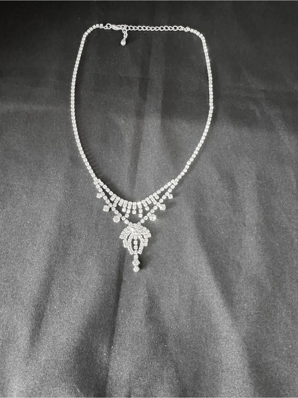 Elegant Silver-Tone Crystal Statement Necklace - Sparkling White